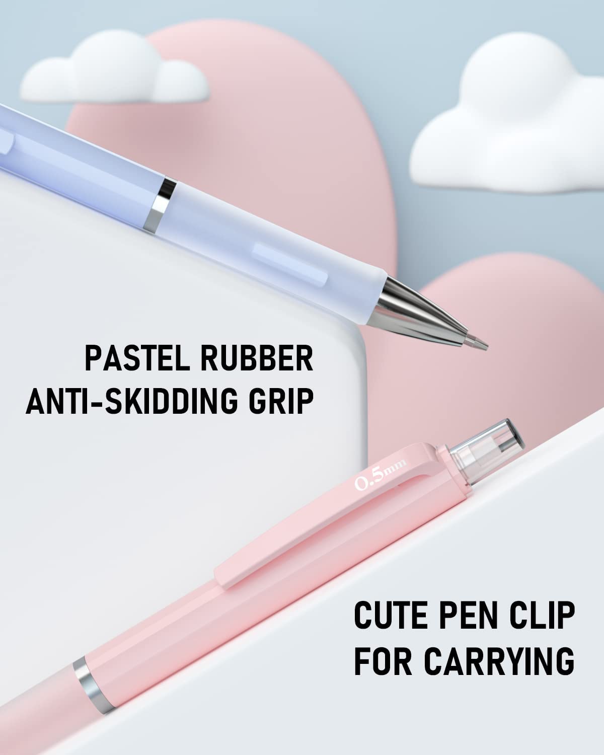 Pastel Mechanical Pencils with 6 tubes HB Lead, Refills and Erasers - Image 2